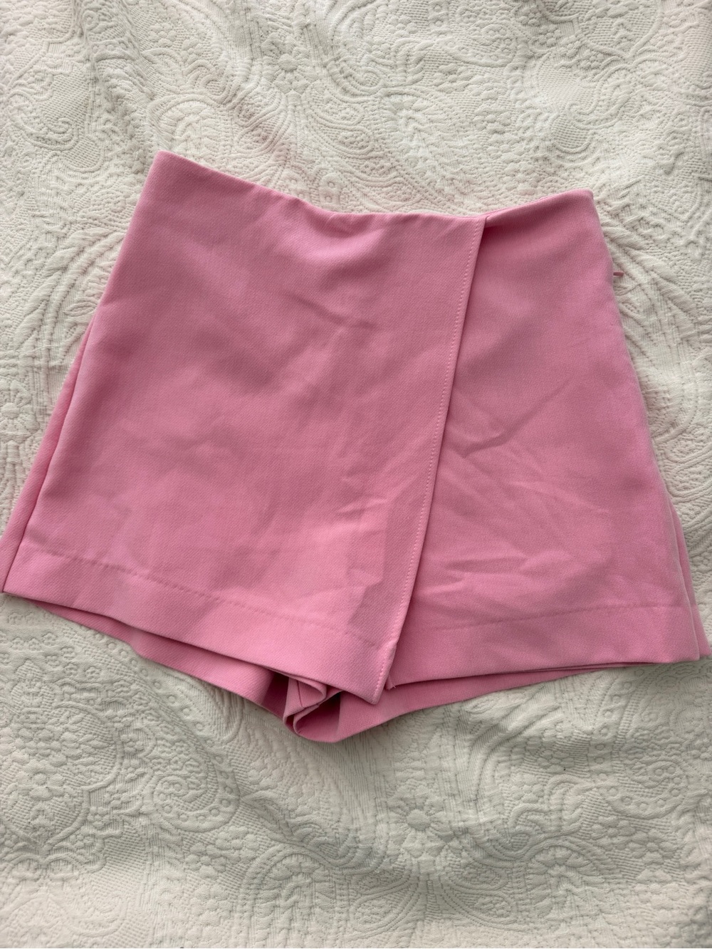 Zara Pink Wrap-Front Skort Shorts